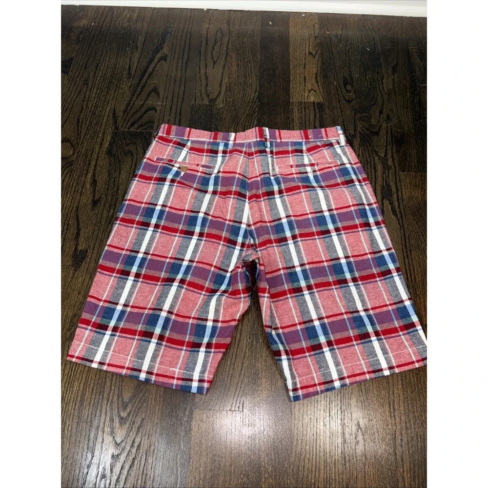 J Crew Rivington Linen Blend Shorts Plaid Flat Casual Prep Mens Size 34 Preppy